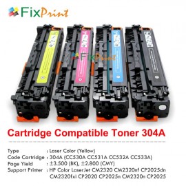 Cartridge Toner Compatible HPC CC532A 304A Universal CE412A 305A CF382A 312A CRG-318 Yellow, Refill Color Printer Laserjet CM2320 CM2320nf CP2025dn CM2320fxi CP2020 CP2025n CM2320n CP2025 Pro 300 Color M351a MFP M375nw M451dn 400 Color M451dw M451nw