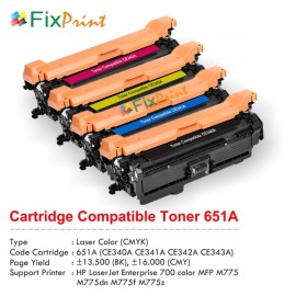 Cartridge Toner Compatible HPC CE343A 651A CE273A Magenta, Printer HPC LaserJet Enterprise 700 color MFP M775 M775dn M775f M775z CP5520 CP5525 CP5525dn CP5525n CP5525xh MFP M750 M750dn M750n M750xh